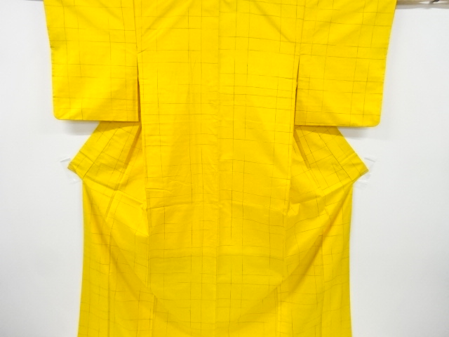 格子模様織り出し手織り紬着物